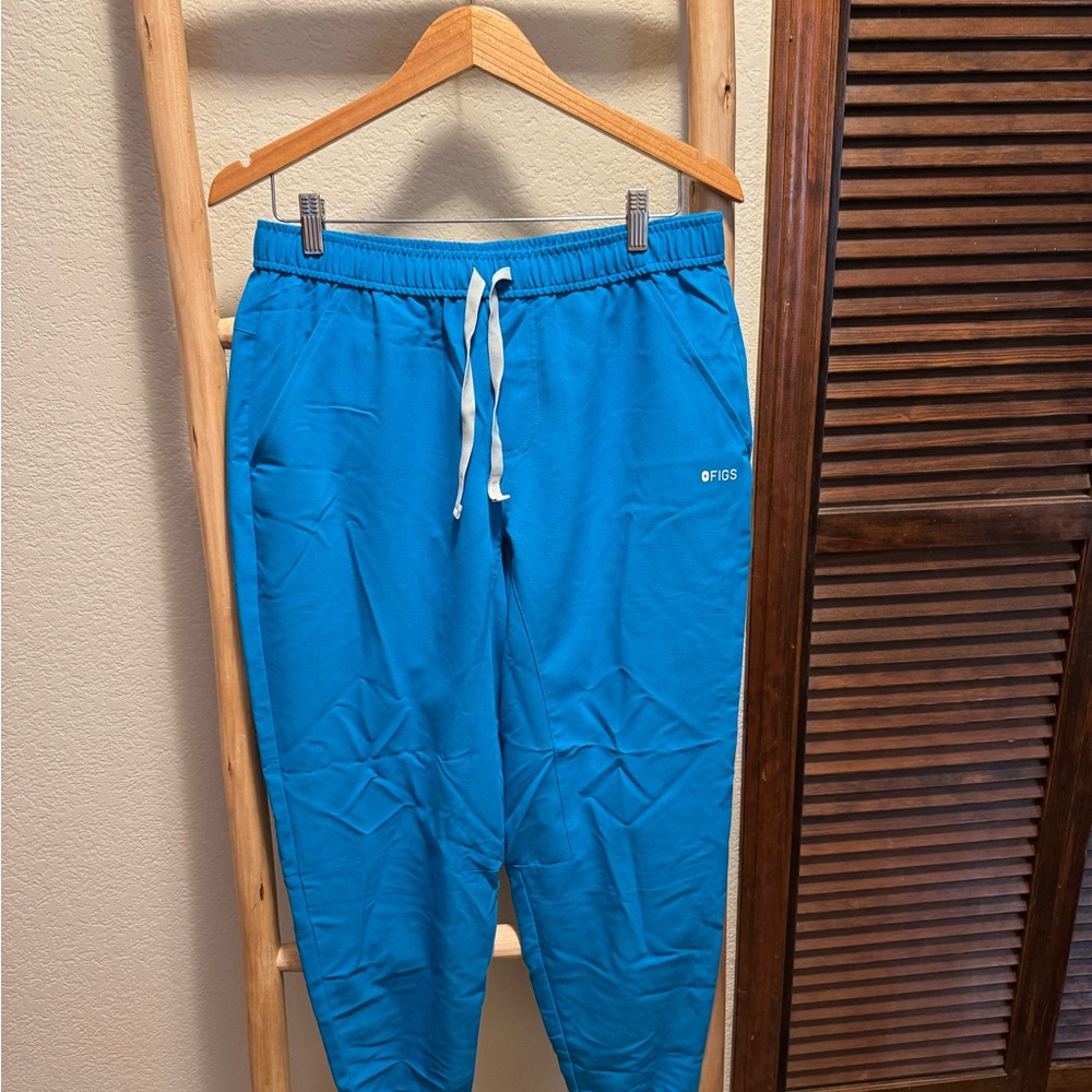 Figs Blue Sweatpants Relaxed Fit Elastic Waistband